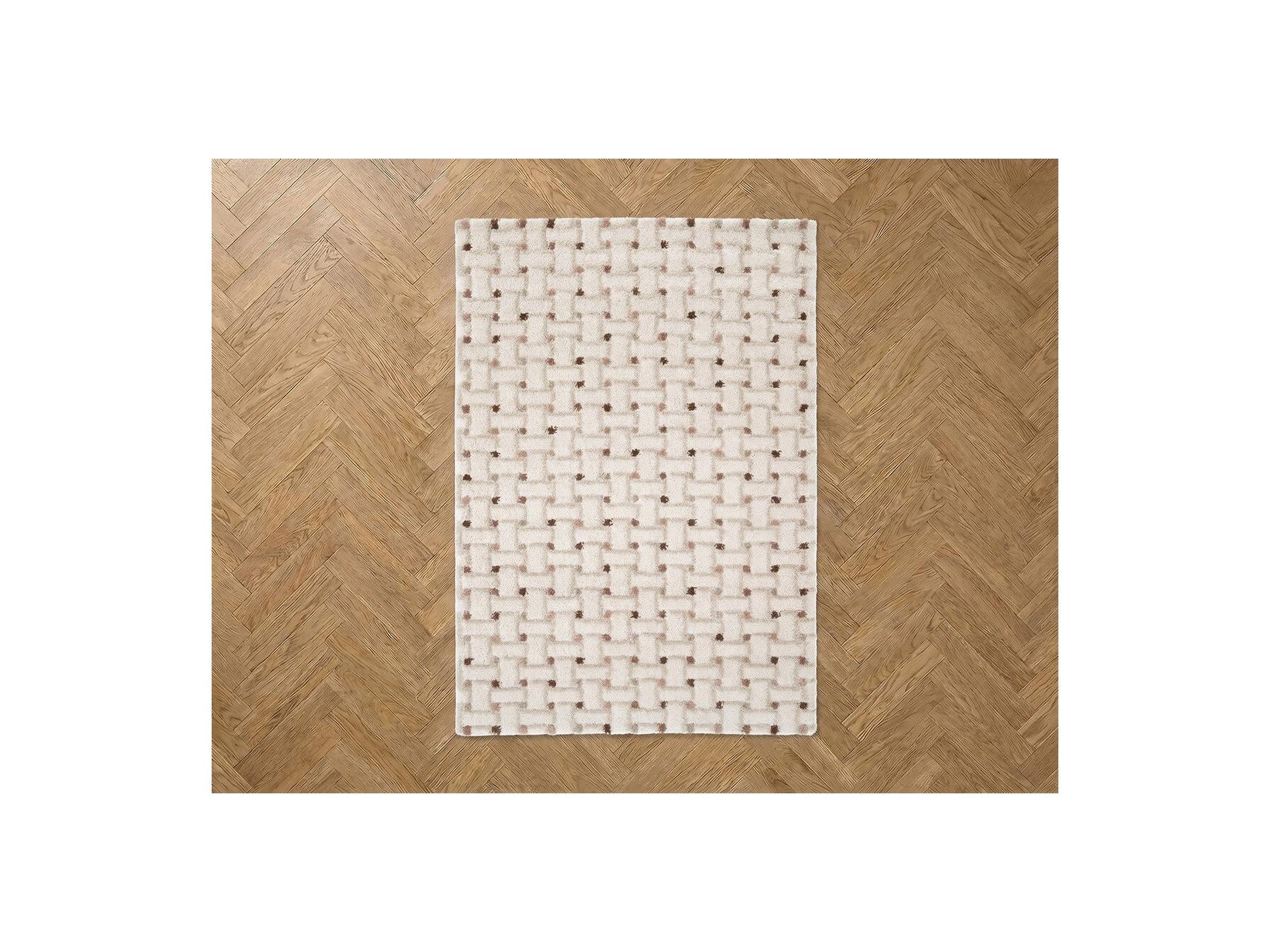 Mizai - Tapis Poils Longs - Motif Graphique - Beige