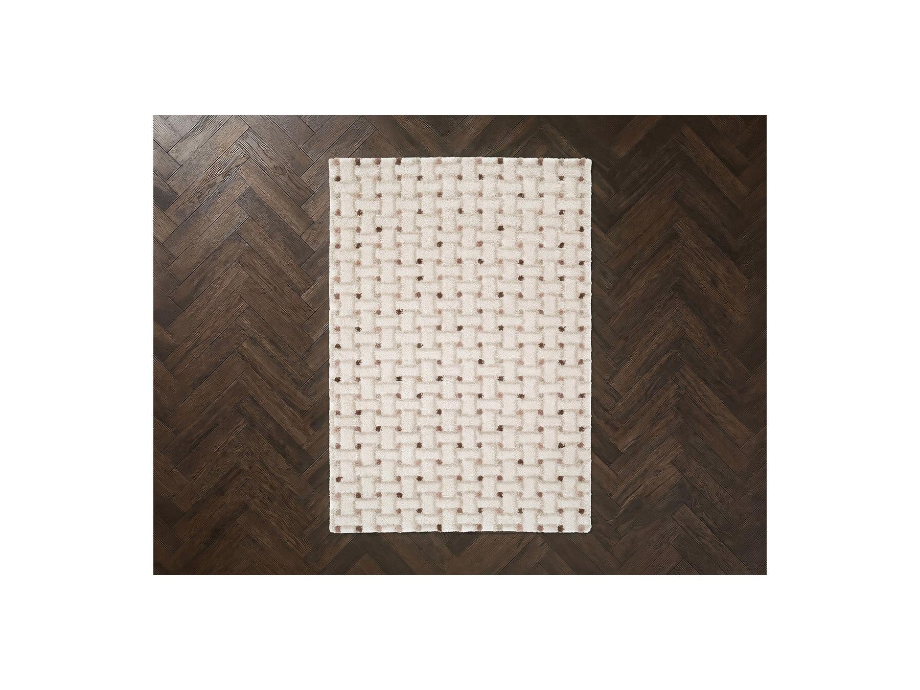 Mizai - Tapis Poils Longs - Motif Graphique - Beige