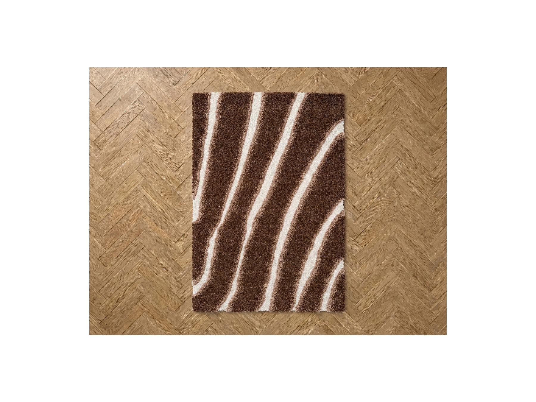 Tirasu - Tapis Poils Longs - Motif Abstrait - Marron