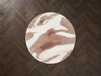 Tapis Rond Poils Longs Leche Motif Abstrait