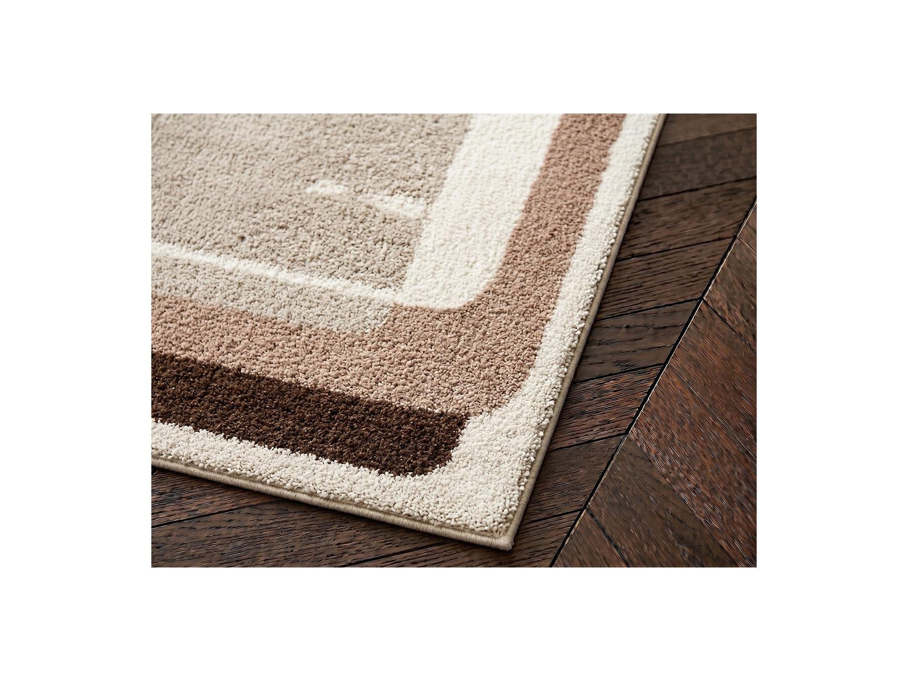Kare - Tapis Poils Longs - Motif Graphique - Marron