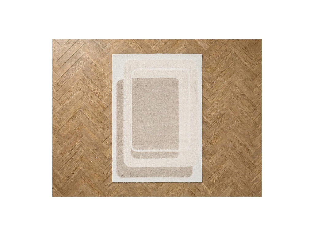 Kare - Long Pile Rug - Graphic Pattern - Beige