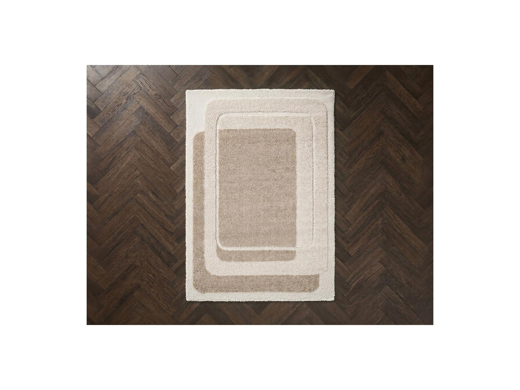 Kare - Long Pile Rug - Graphic Pattern - Beige