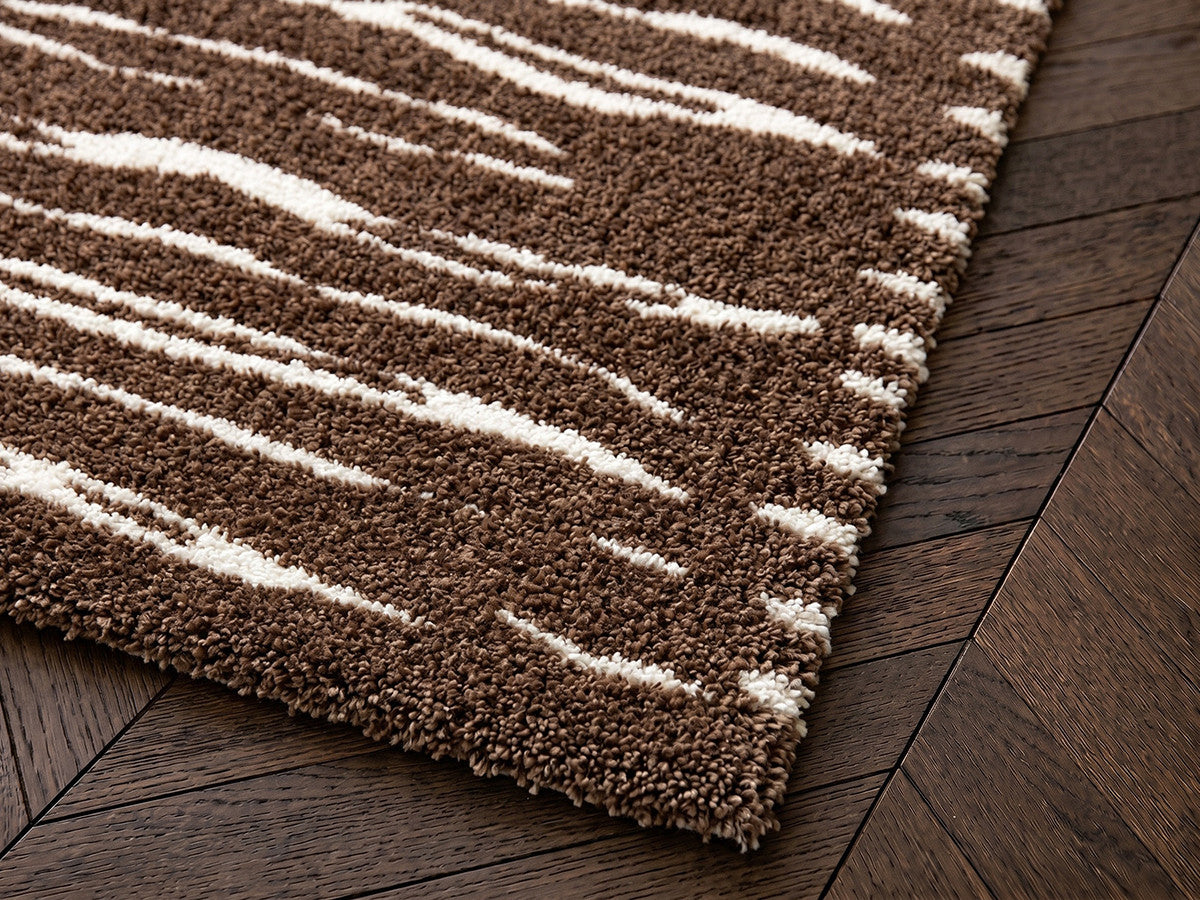 Tavaro - Long-Pile Rug - Abstract Pattern - Brown
