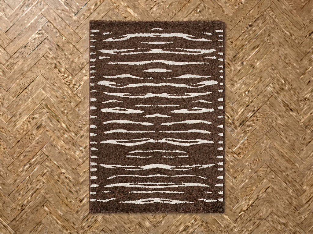 Tavaro - Long-Pile Rug - Abstract Pattern - Brown