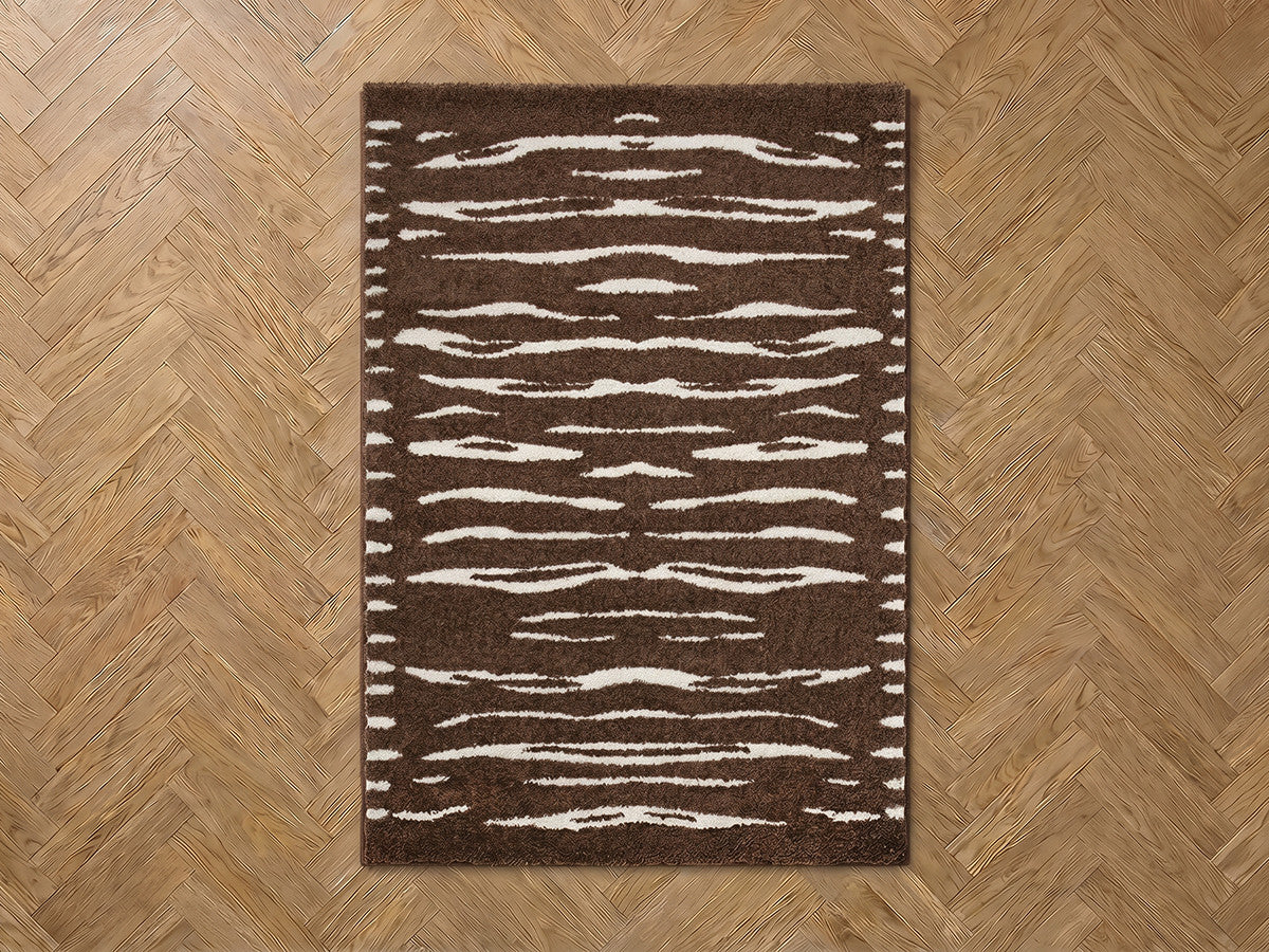 Tavaro - Long-Pile Rug - Abstract Pattern - Brown