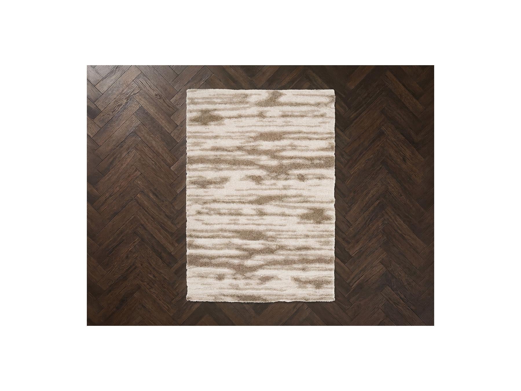 Telira - Tapis Poils Longs - Motif Abstrait - Marron