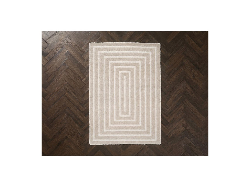 Lyzzo - Tapis Poils Longs - Motif Graphique - Crème