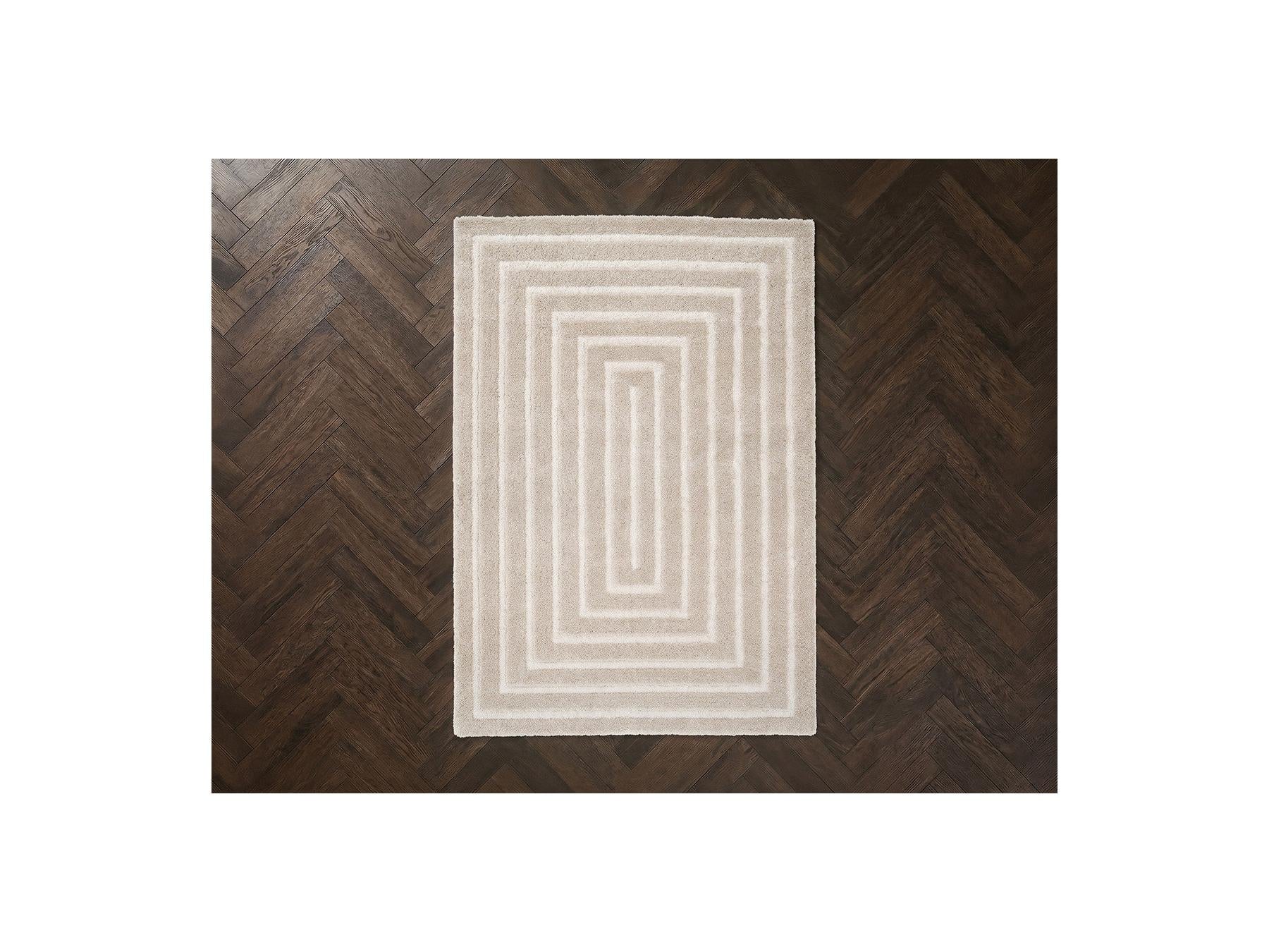 Lyzzo - Tapis Poils Longs - Motif Graphique - Crème