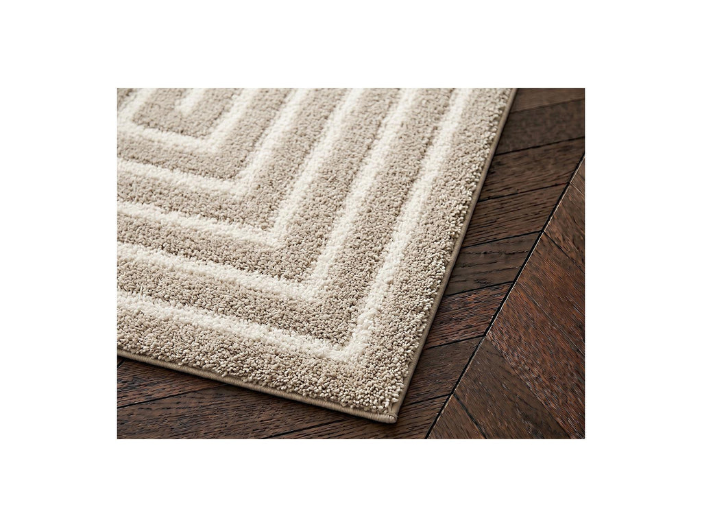 Lyzzo - Tapis Poils Longs - Motif Graphique - Crème