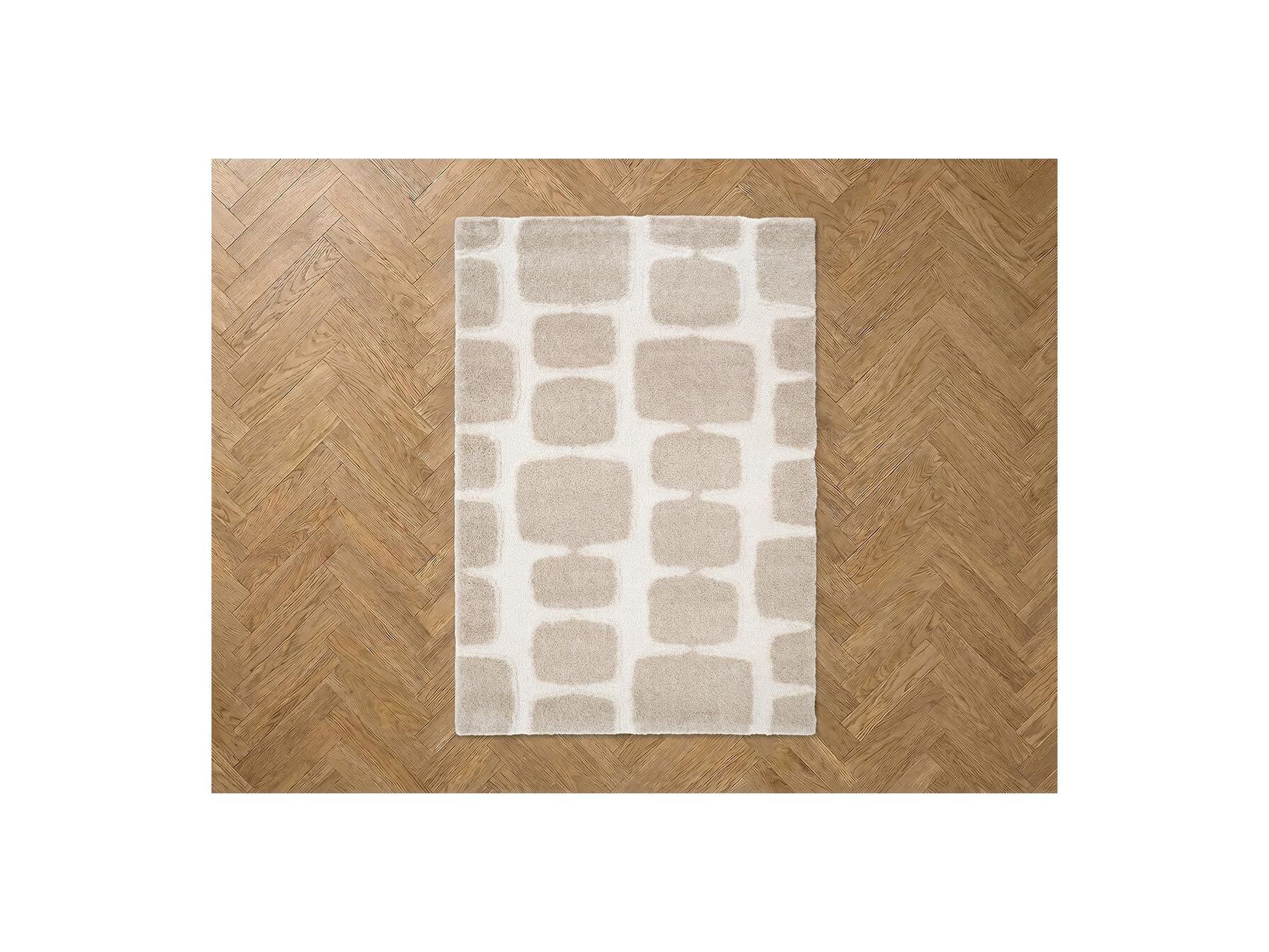 Chino - Tapis Poils Longs - Motif Abstrait - Beige