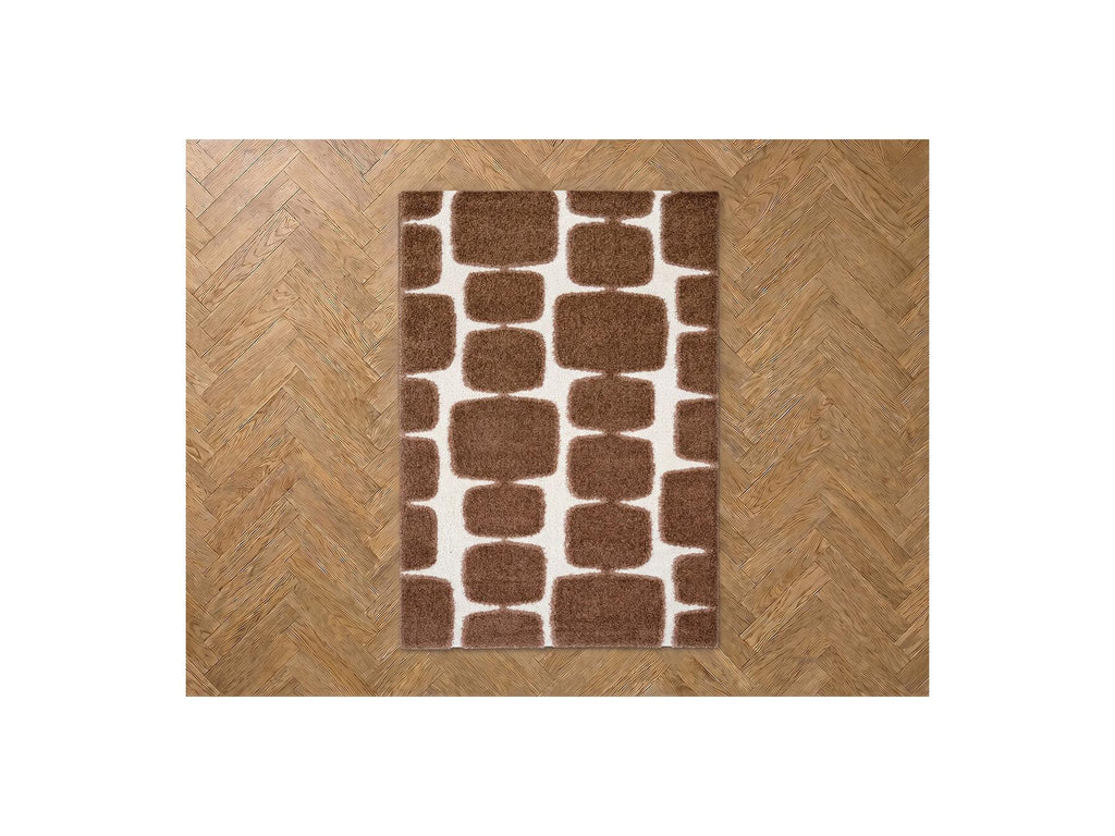 Chino - Tapis Poils Longs - Motif Abstrait - Marron