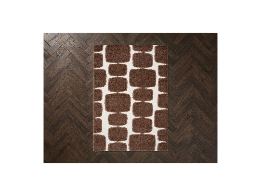 Chino - Tapis Poils Longs - Motif Abstrait - Marron