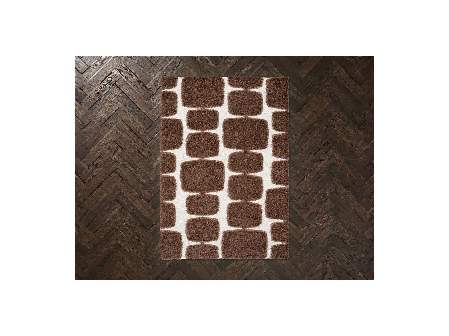 Chino - Tapis Poils Longs - Motif Abstrait - Marron