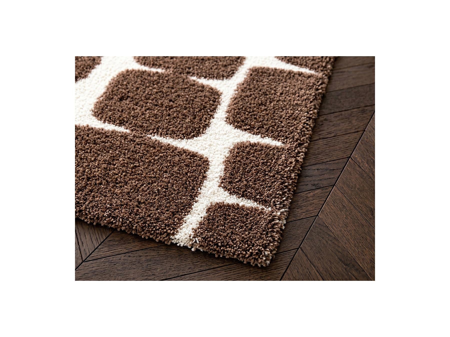 Chino - Tapis Poils Longs - Motif Abstrait - Marron