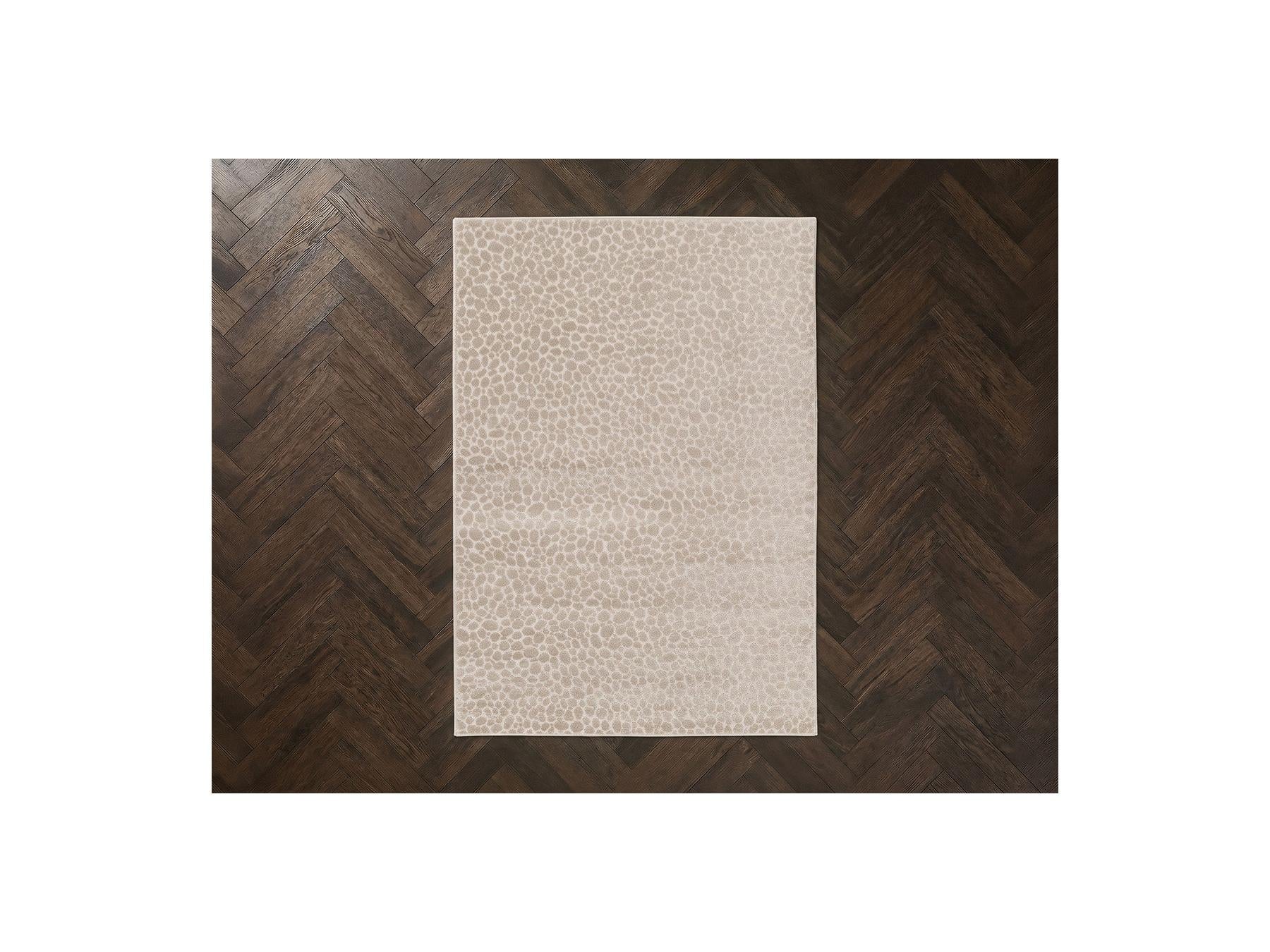 Giso - Tapis Poils Ras - Motif Abstrait - Beige