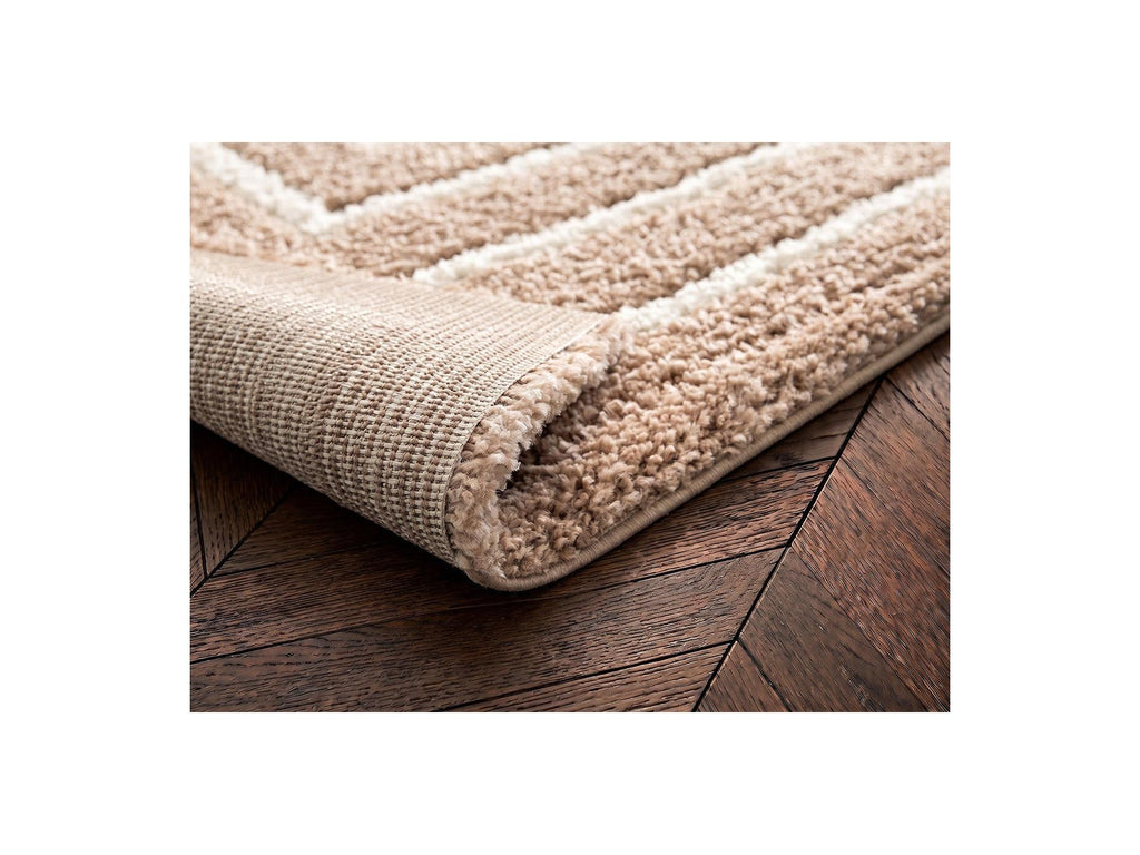 Lyzzo - Tapis Poils Longs - Motif Graphique - Beige
