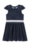 Vestido De Terciopelo - Azul Marino - Niña