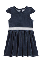 Vestido De Terciopelo - Azul Marino - Niña