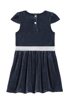 Vestido De Terciopelo - Azul Marino - Niña
