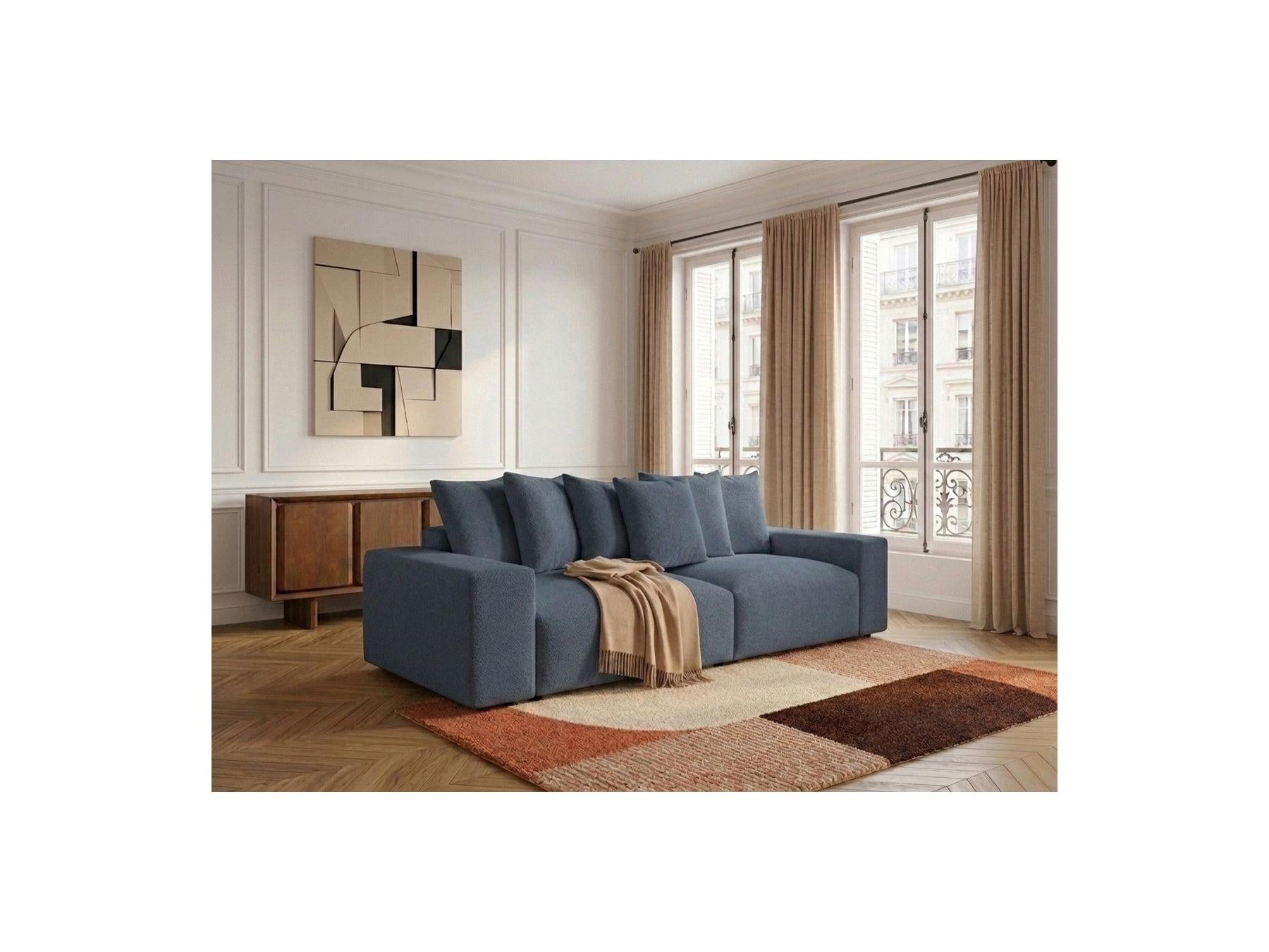 Voltaire - Canapé Droit Fixe 4 Places - Tissu Chiné