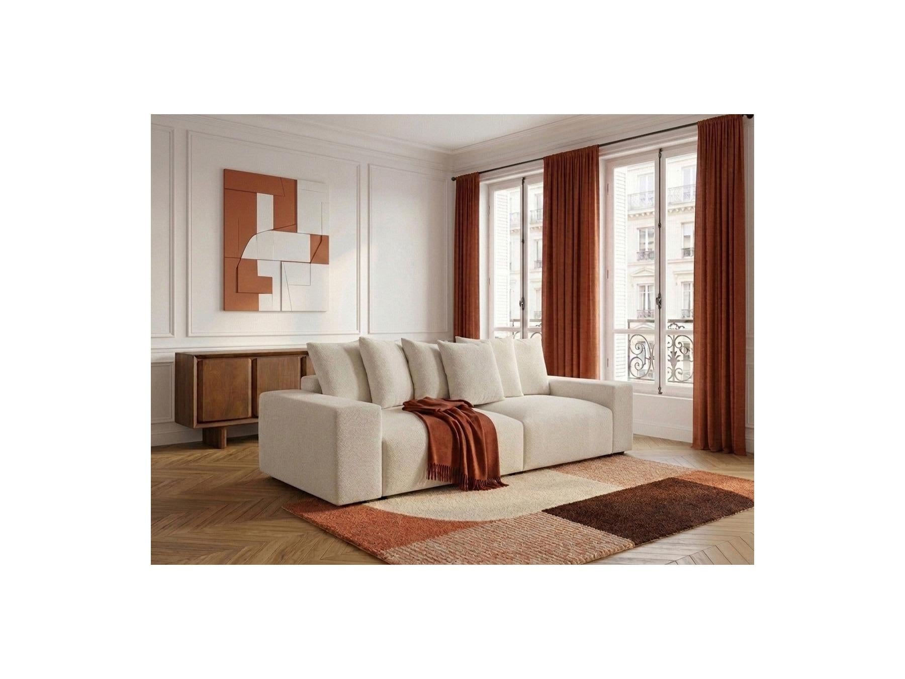 Voltaire - Canapé Droit Fixe 4 Places - Tissu Chiné