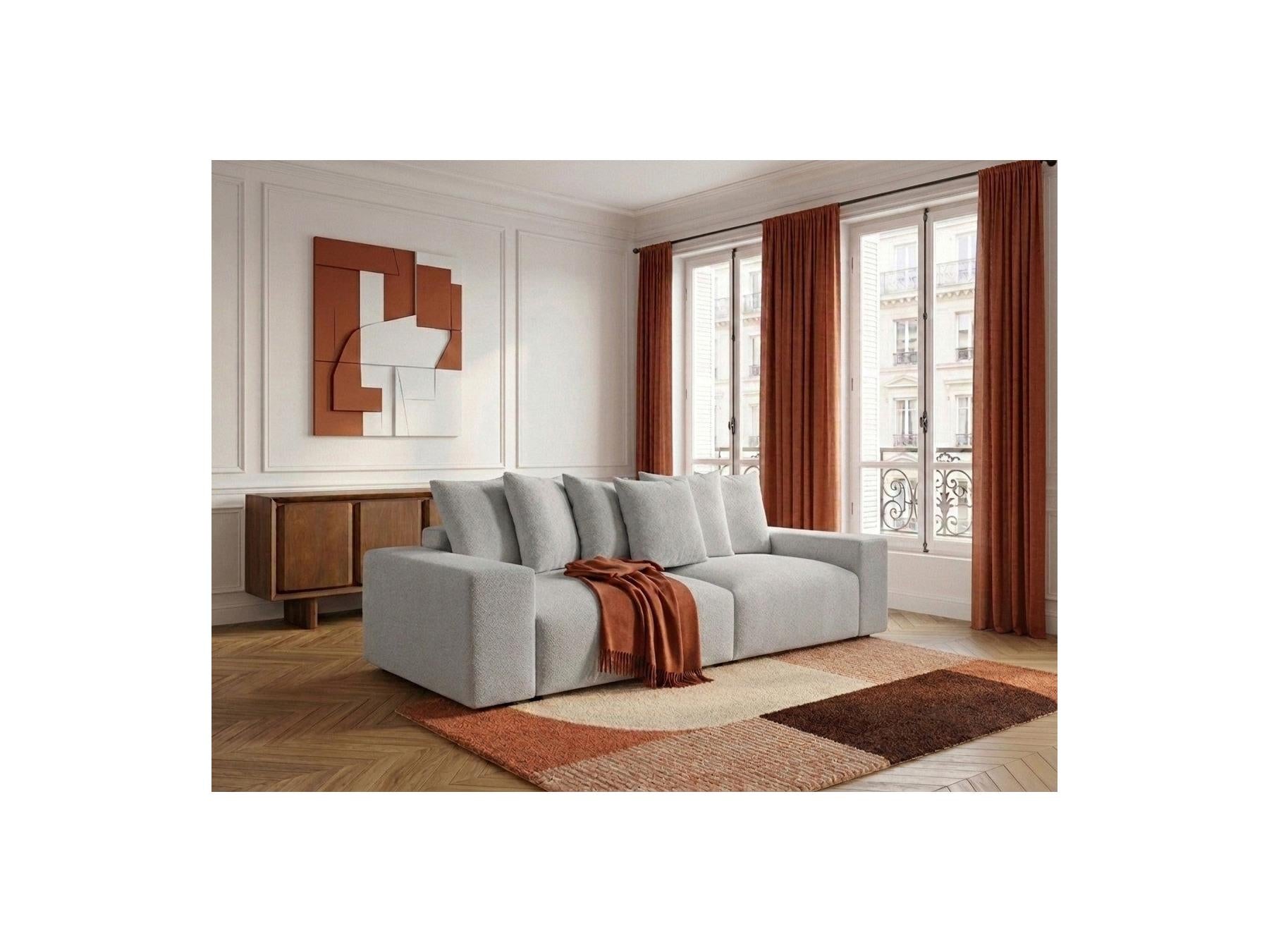 Voltaire - Canapé Droit Fixe 4 Places - Tissu Chiné
