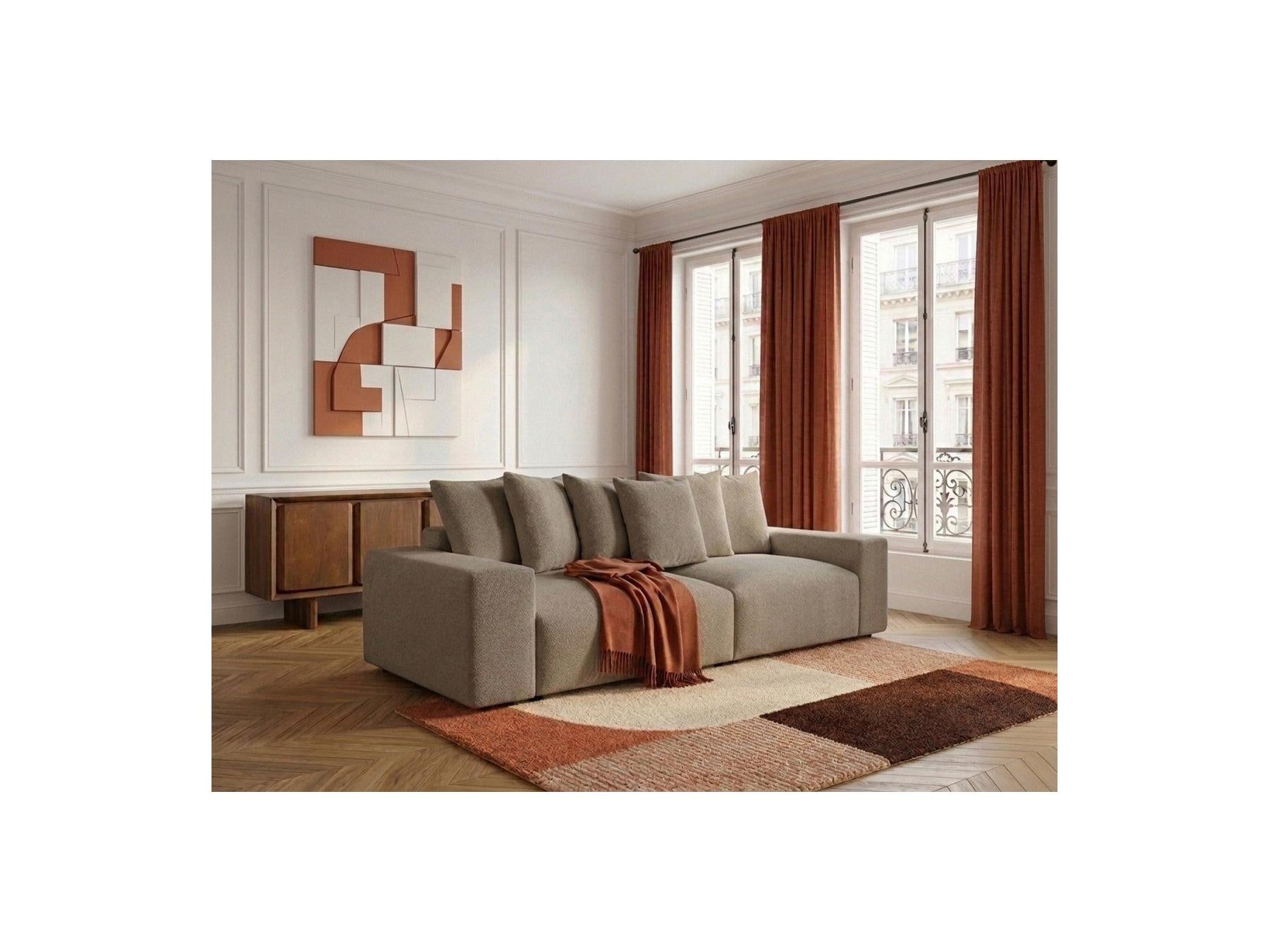 Voltaire - Canapé Droit Fixe 4 Places - Tissu Chiné