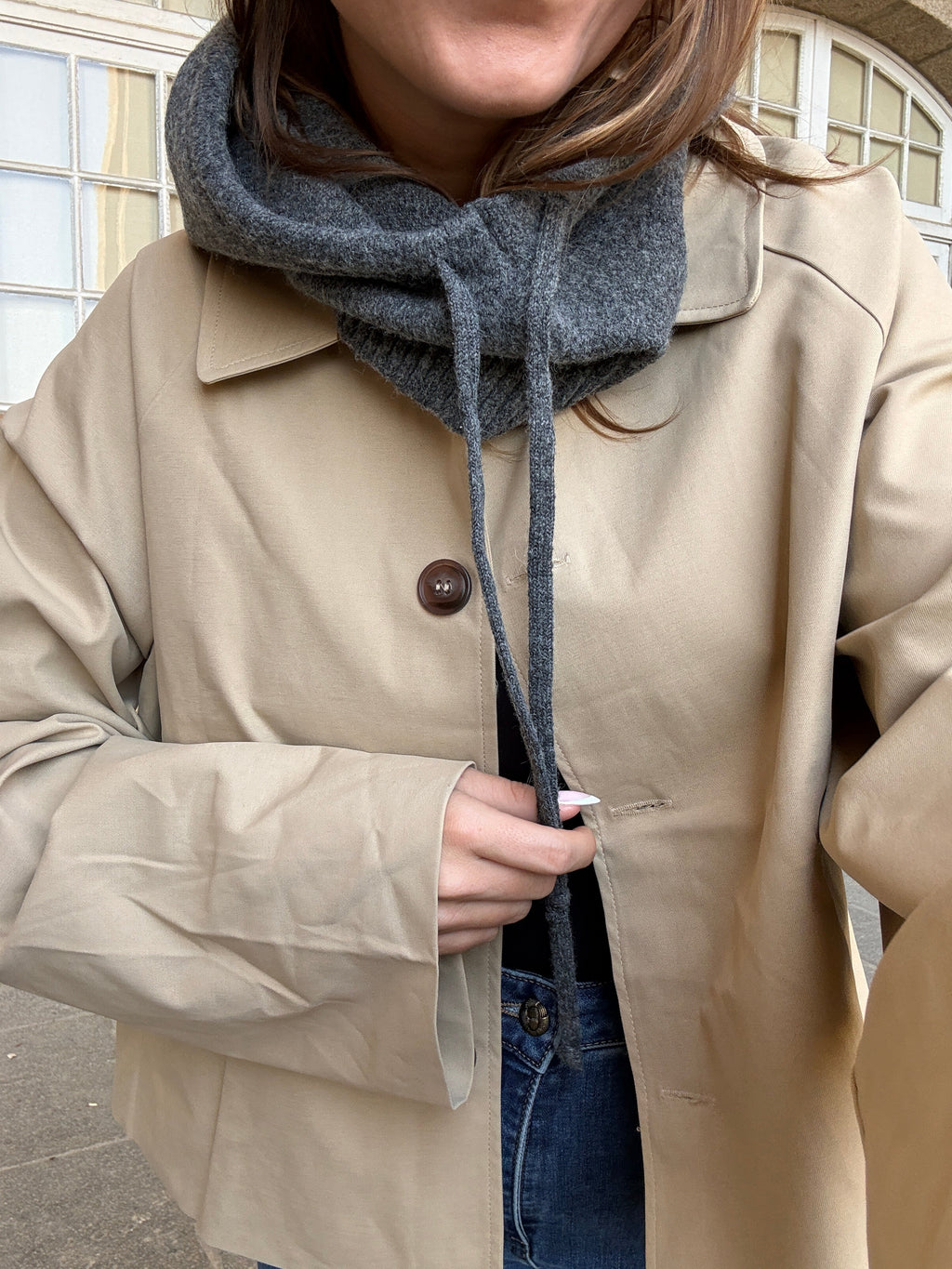 Cagoule En Laine Et Cachemire Grise
