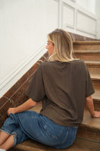 Glimmer-T-shirt Rita - Chokoladebrun
