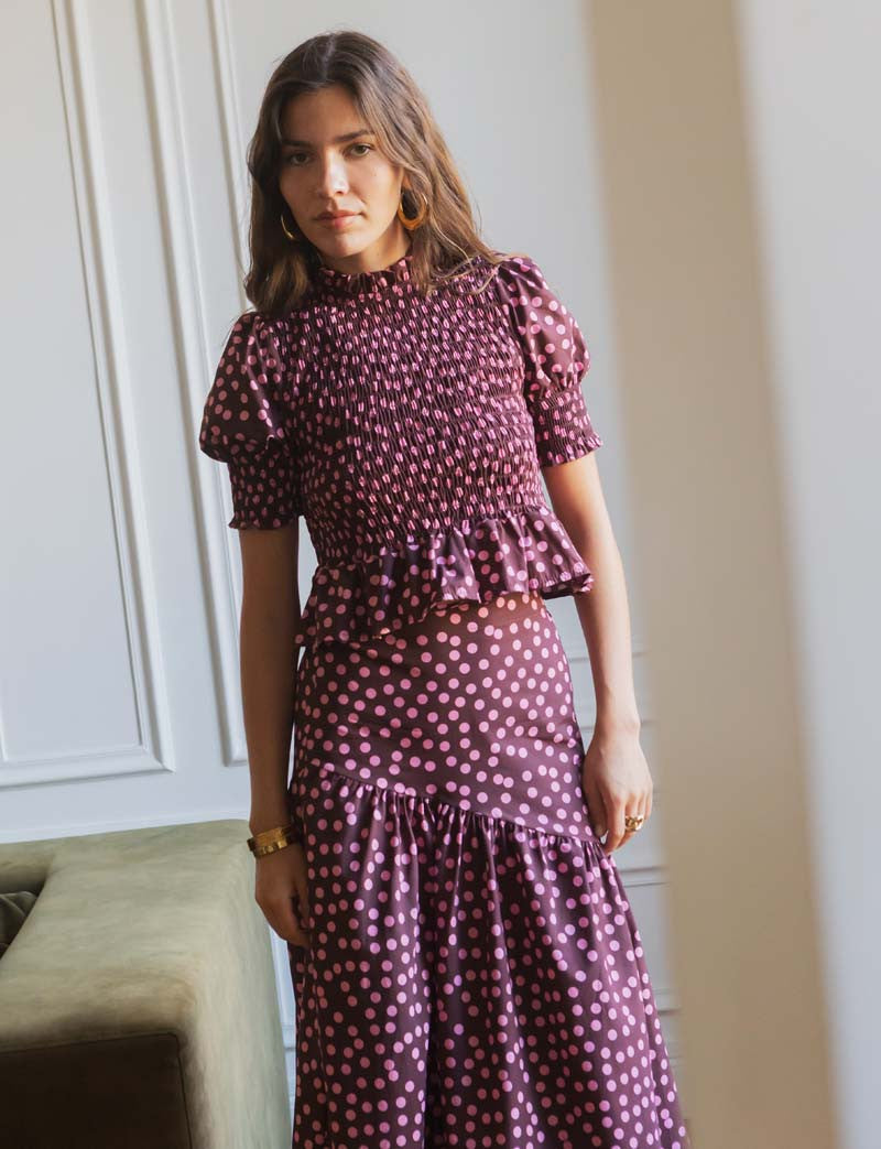 Gonna a Pois Bordeaux & Rosa Marisol