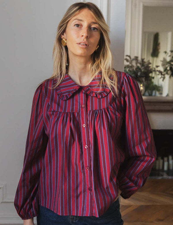 Camicia A Righe Prugna Himsa