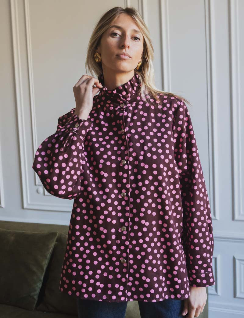 Giacca A Pois Bordeaux & Rosa Denvy