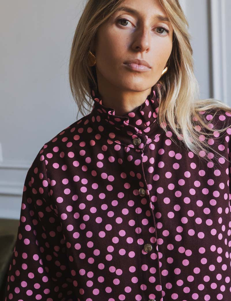 Giacca A Pois Bordeaux & Rosa Denvy
