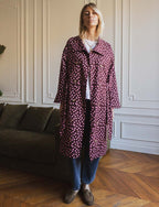 Prickig Trenchcoat Bordeaux & Rosa Floro