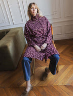 Prickig Trenchcoat Bordeaux & Rosa Floro
