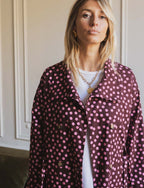 Prickig Trenchcoat Bordeaux & Rosa Floro