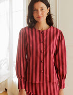 Camicetta a Righe Rosa e Bordeaux Solana
