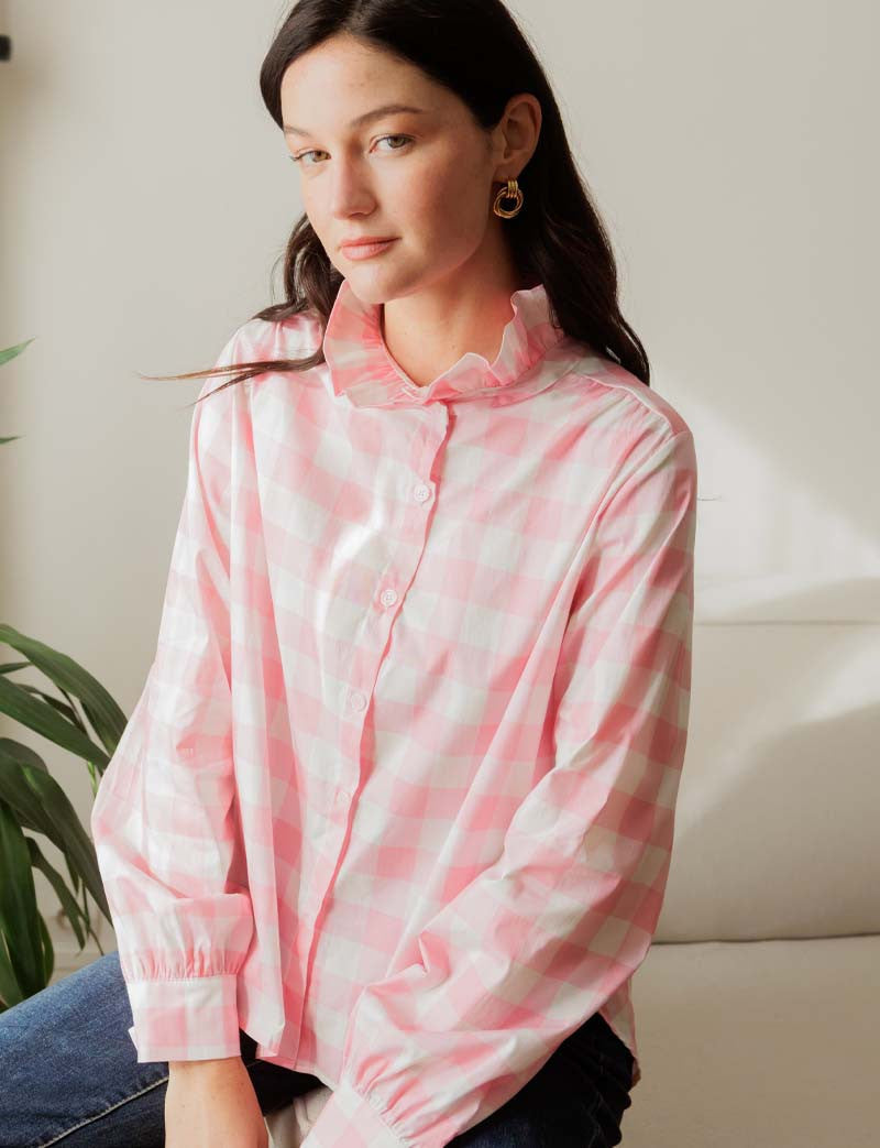 Rosa Vichy-Hemdbluse Gustava