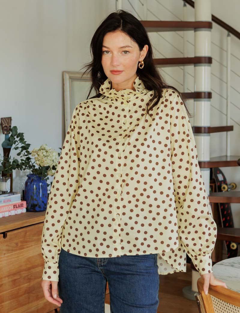 Camisa De Lunares Amarillo & Choco Gustava