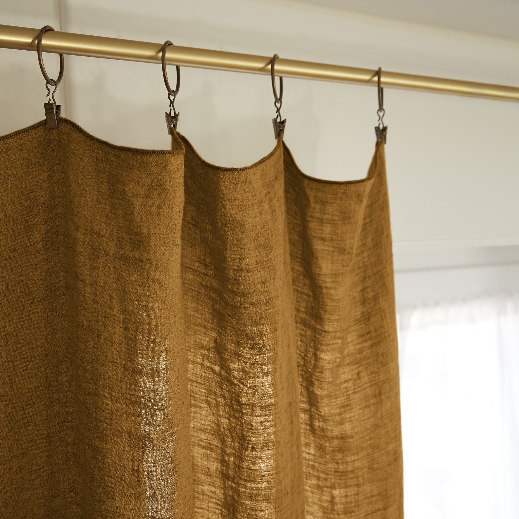Adjustable Curtain + Rings - Washed Linen - Soline - Caramel