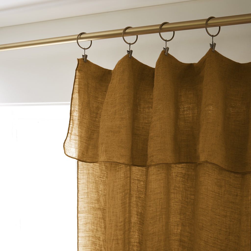 Adjustable Curtain + Rings - Washed Linen - Soline - Caramel