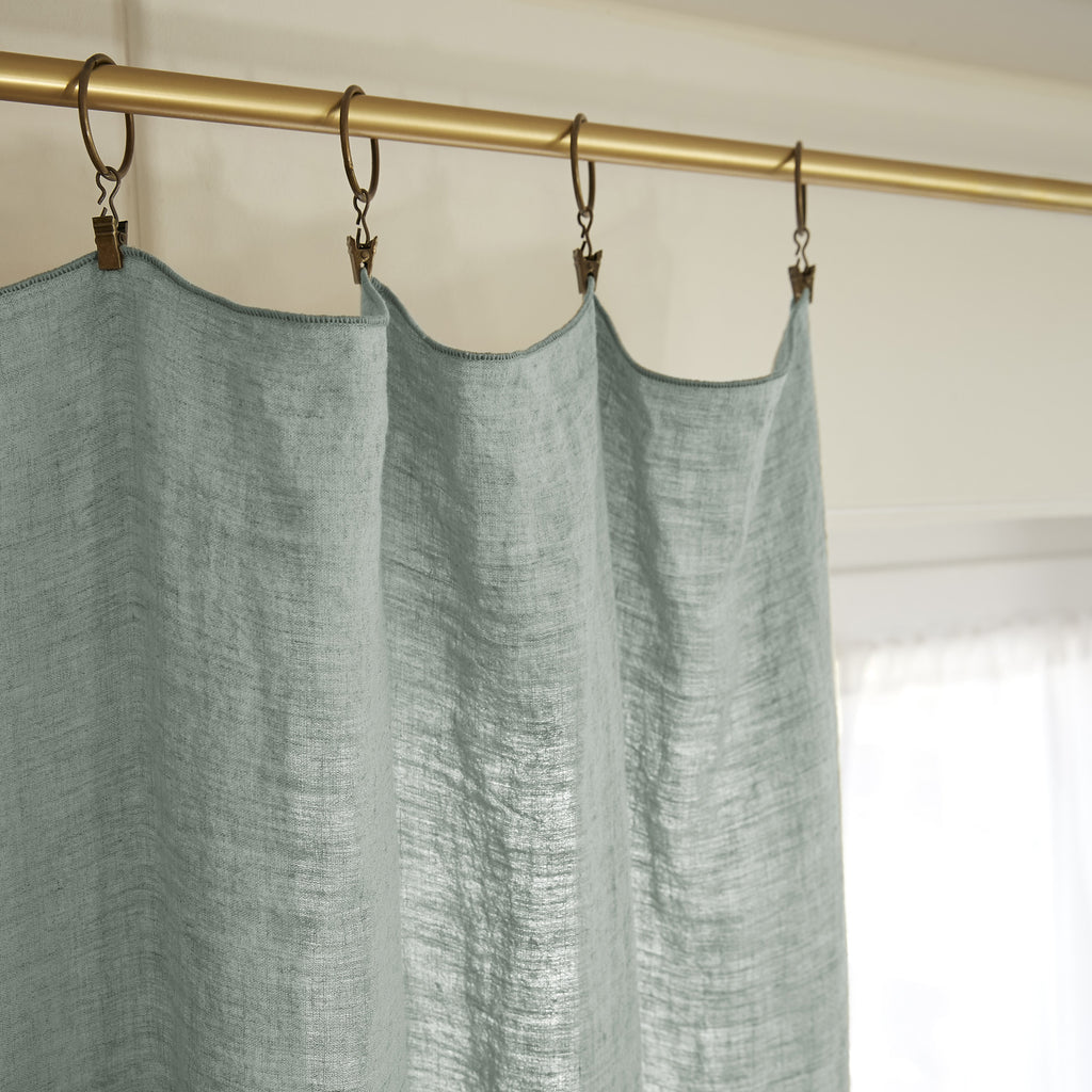 Soline - Adjustable Curtain + Rings - Washed Linen - Eucalyptus