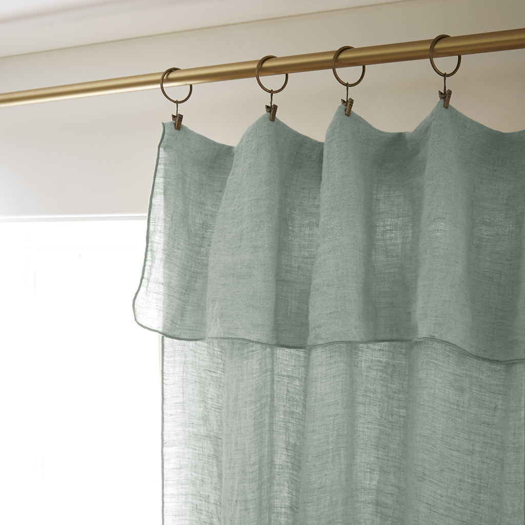 Soline - Adjustable Curtain + Rings - Washed Linen - Eucalyptus