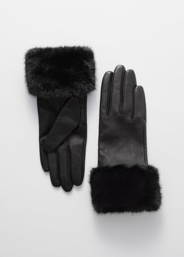 Gants Eira À Poignets En Fourrure - Noirs
