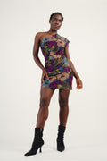 The Coachella Metallic Flowers Mini Dress