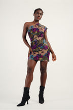 The Coachella Metallic Flowers Mini Dress
