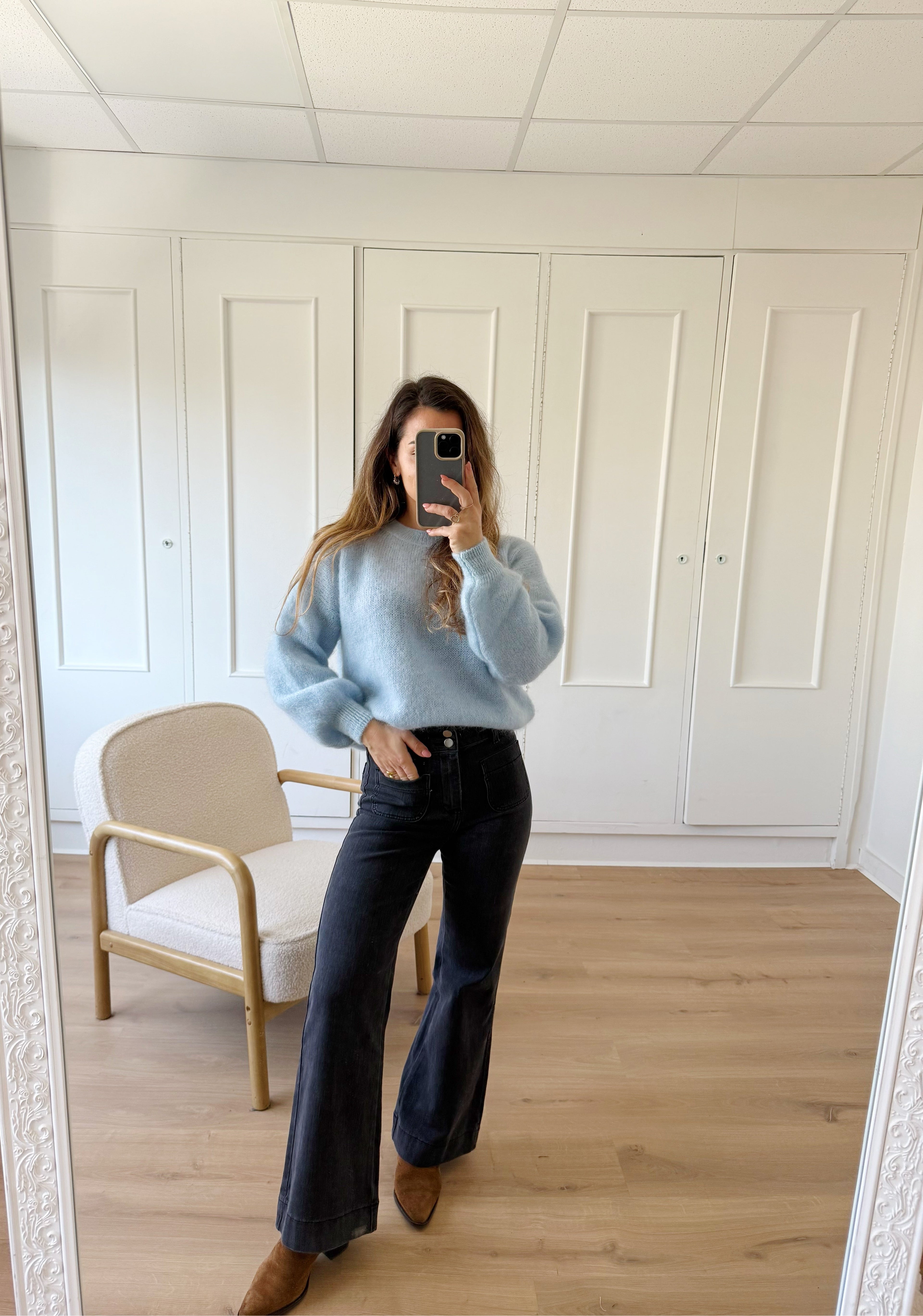 Gaia Ice Blue Mohair and Wool Knitwear