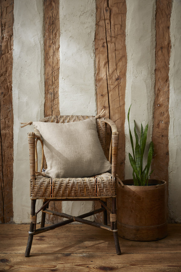 Removable Cushion Cover With Pompoms - Washed Linen - Soline - Sand