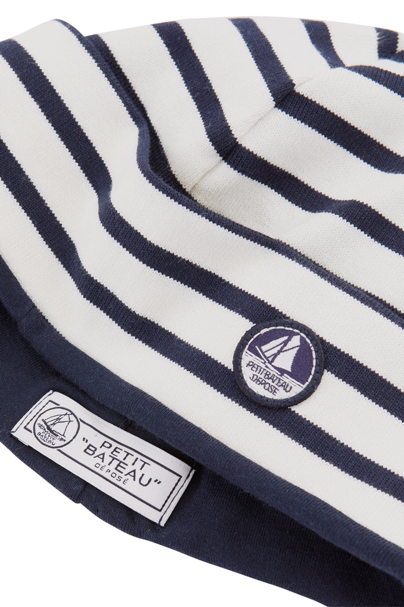Beanie - White And Navy Blue - Women